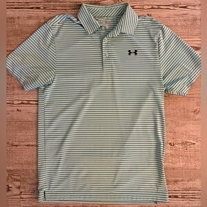 Under Armour Men’s Golf Polo - Small - Mint/Navy Stripes